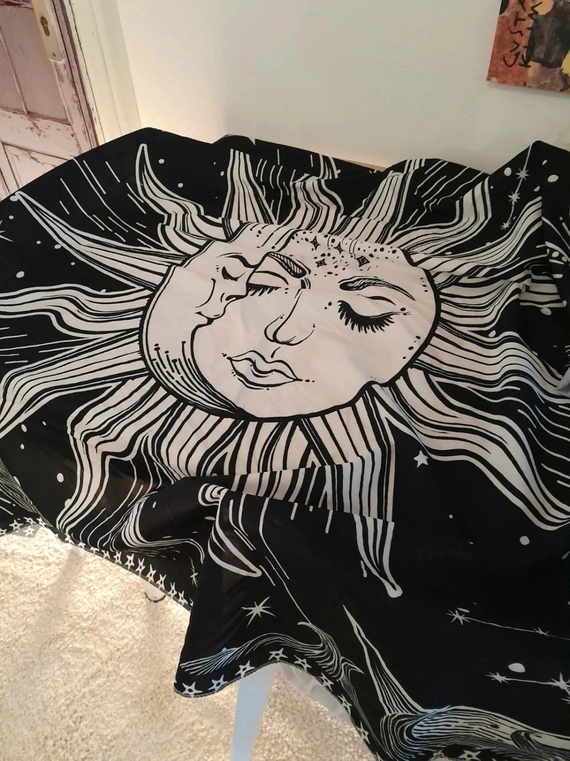 Tapeçaria de parede Sol e Lua, preto e branco, 150 x 128 cm – photo 2